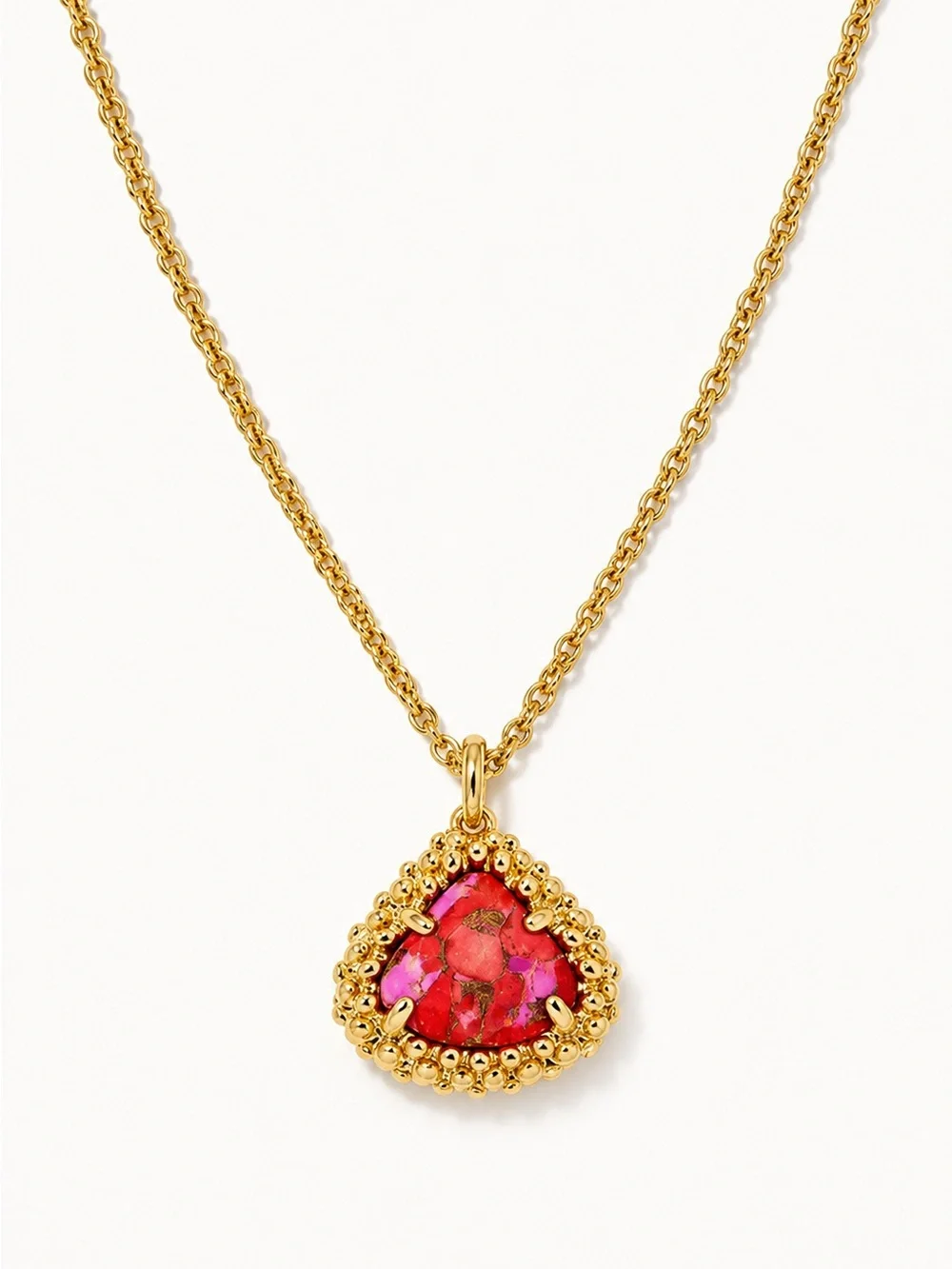 KENDRA SCOTT FRAMED KENDALL NECKLACE IN BRONZE VEINED RED & FUCHSIA MAGNESITE